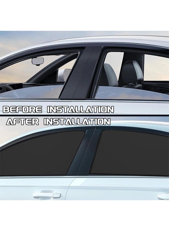 2 PCS Car Side Window Sun Shades with Magnetic, Auto Front Windshield Curtains, Privacy Side Sunshade Curtain for Baby, Heat Insulation and UV Protection, Universal Car Accessories(Black) - Image 3