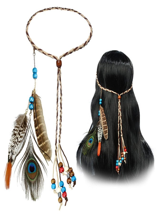 obmwang Boho Feather Headbands Indian Feather Headband Peacoak Headpieces Festival Costumes Hair Accessories for Women and Girls - Image 1