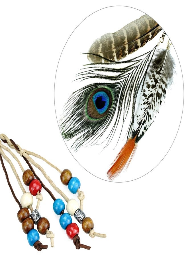 obmwang Boho Feather Headbands Indian Feather Headband Peacoak Headpieces Festival Costumes Hair Accessories for Women and Girls - Image 3