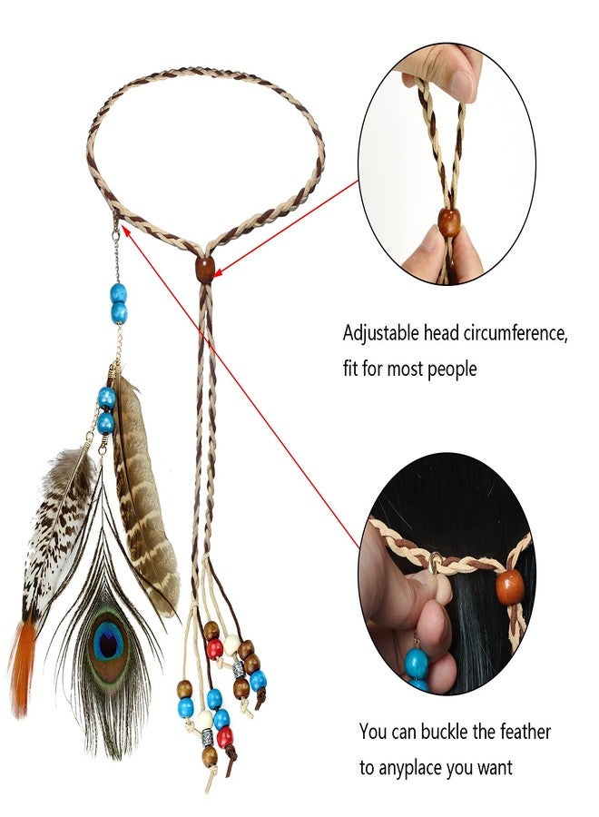 obmwang Boho Feather Headbands Indian Feather Headband Peacoak Headpieces Festival Costumes Hair Accessories for Women and Girls - Image 2