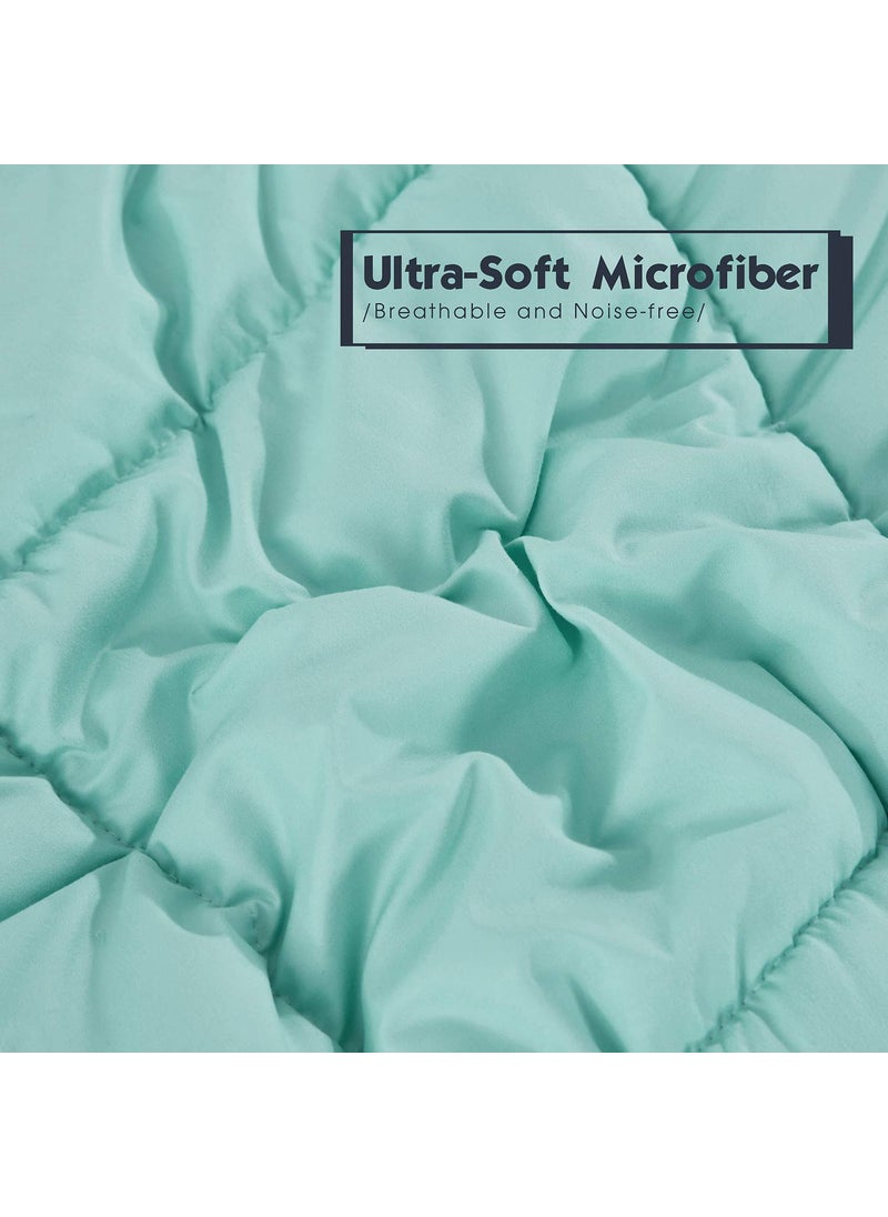 Hi -G HIG Reversible Lightweight Comforter All Season Down Alternative Summer Duvet Insert Blue Quilted Bedding Comforters with Corner Tabs FullQueen Size Aqua BlueLight Grey  - Image 5