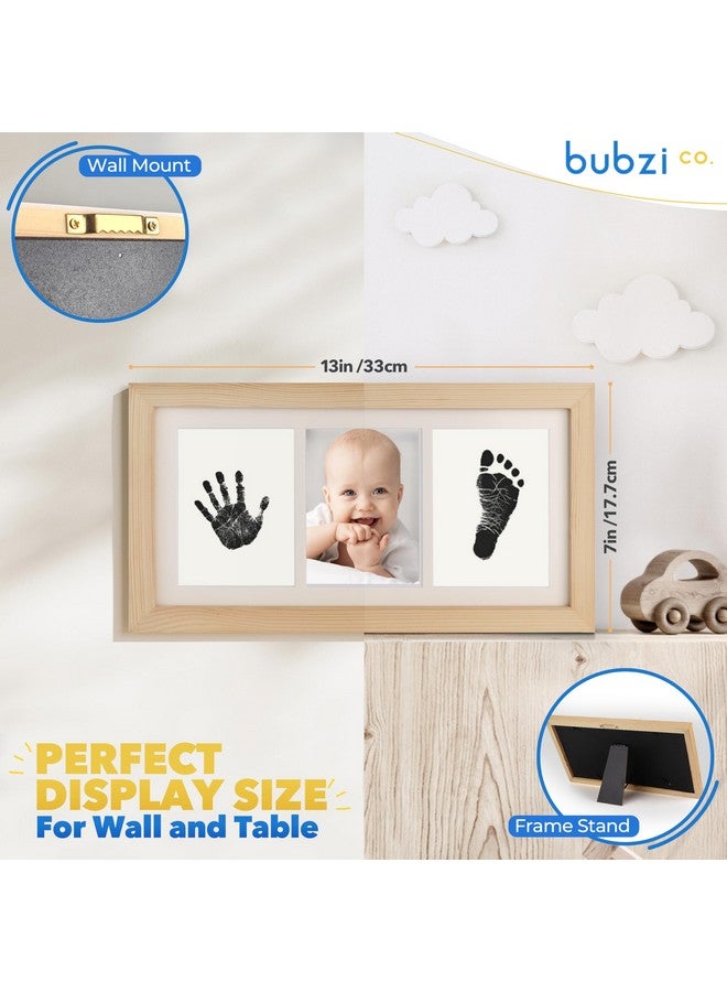 Bubzi Co Baby Handprint Kit & Footprint Photo Frame for Newborn Girls and Boys, Unique Baby Shower Gifts Set for Registry, Memorable Keepsake Decorations for Room Wall or Nursery Decor (Natural Wood) - Image 4