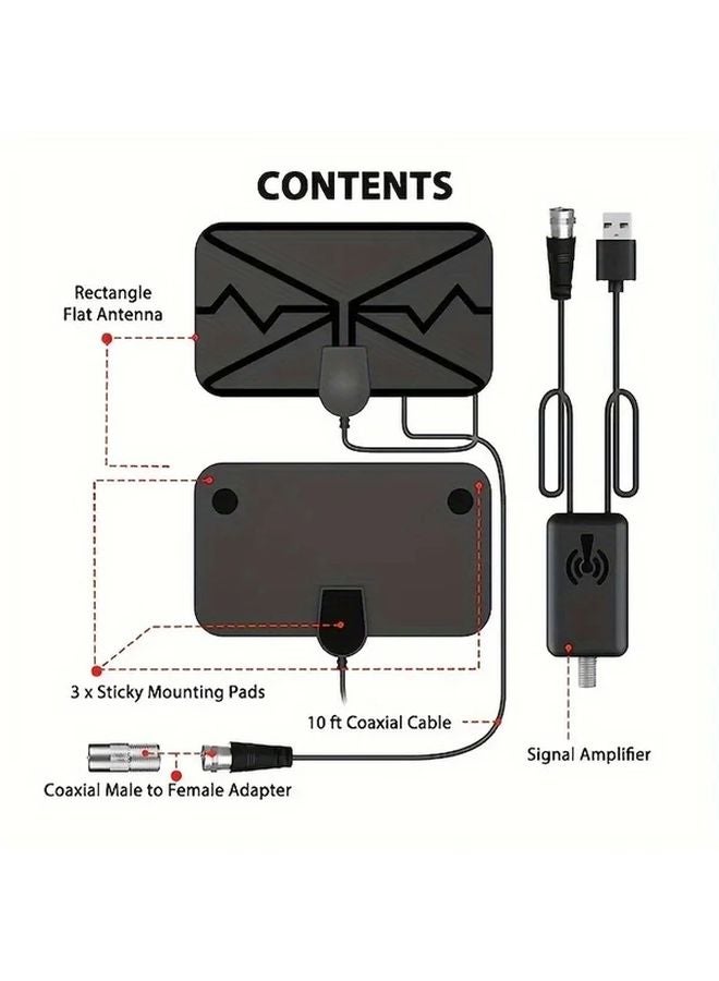 2025 Black Portable Indoor TV Antenna 4K Ultra HD 1080P Smart Amplifier Signal Booster USB Powered - Image 4