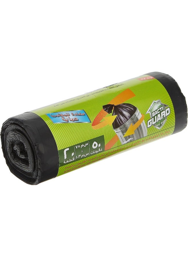 Bacti Guard أكياس القمامة باكتي غارد رولز سوداء 75 × 103 سم، 50 جالون، 10 × 2 × 20 قطعة - Image 2