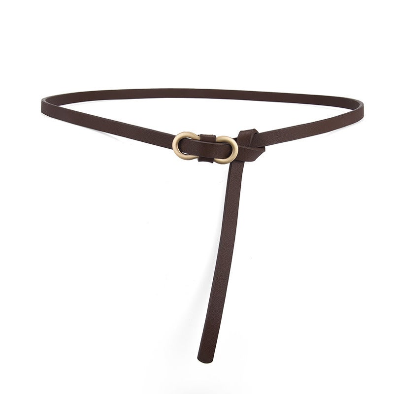 Popular belt womens high-grade fashion all-match dress shirt decorative suit Girls simple thin belt Brown 