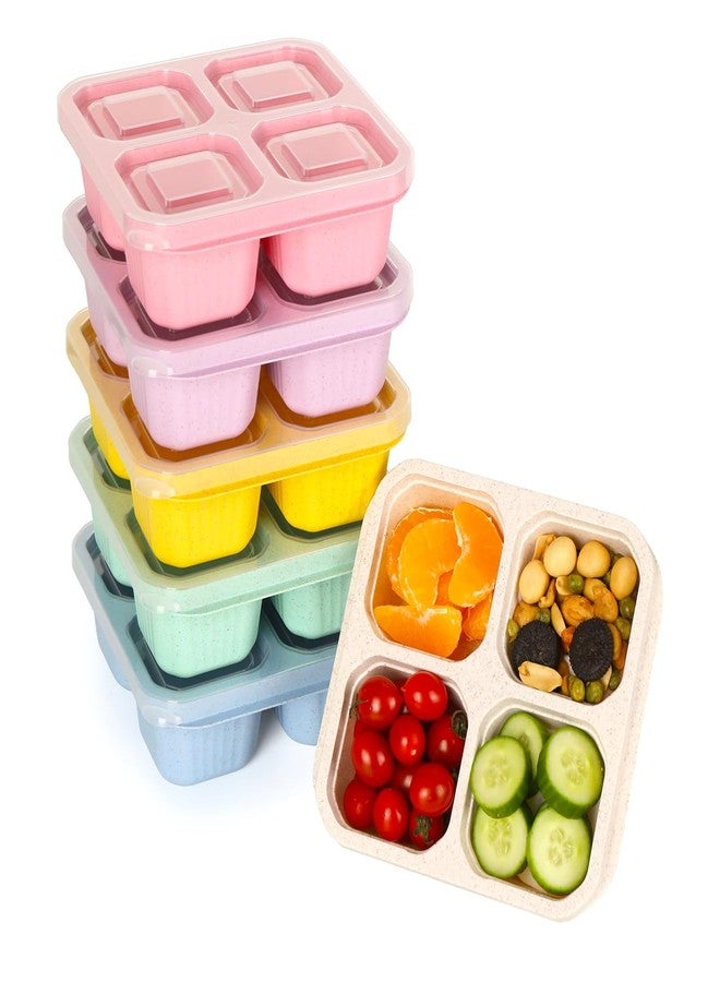 BE OVER QUALITY 6 Pack Bento Box, 4 Compartment Lunchable Snack Containers with Lids for Meal Prep, School, Travel, Reusable Divided Lunch Food Container for Adults, Kids, Toddlers - Image 1