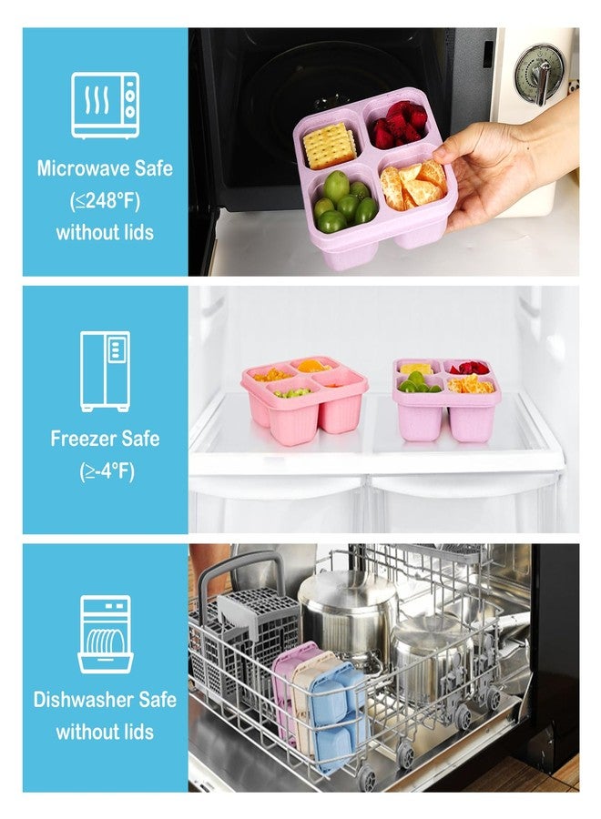 BE OVER QUALITY 6 Pack Bento Box, 4 Compartment Lunchable Snack Containers with Lids for Meal Prep, School, Travel, Reusable Divided Lunch Food Container for Adults, Kids, Toddlers - Image 5