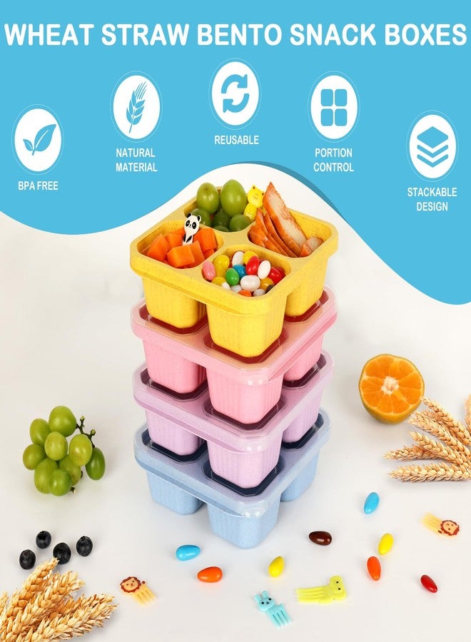 BE OVER QUALITY 6 Pack Bento Box, 4 Compartment Lunchable Snack Containers with Lids for Meal Prep, School, Travel, Reusable Divided Lunch Food Container for Adults, Kids, Toddlers - Image 4