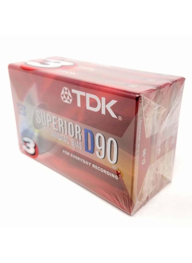 TDK - D90 High Output 90 Minute IECI/Type I Cassette Tapes, Set of (3) - Image 1