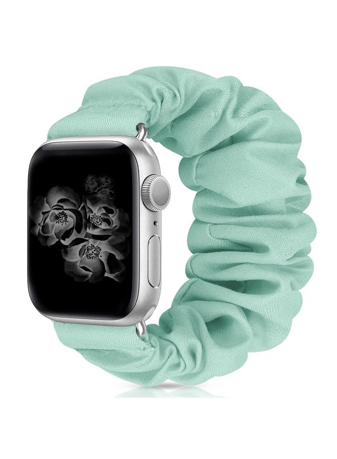 MEULOT Scrunchie Watch Bands for Women Compatible with Apple Watch Bands Series 8 7 6 5 4 3 2 1 SE, Soft Elastic Replacement Wristband for iWatch Bands 38mm 40mm 41mm 42mm 44mm 45mm (Pine Green 3S)