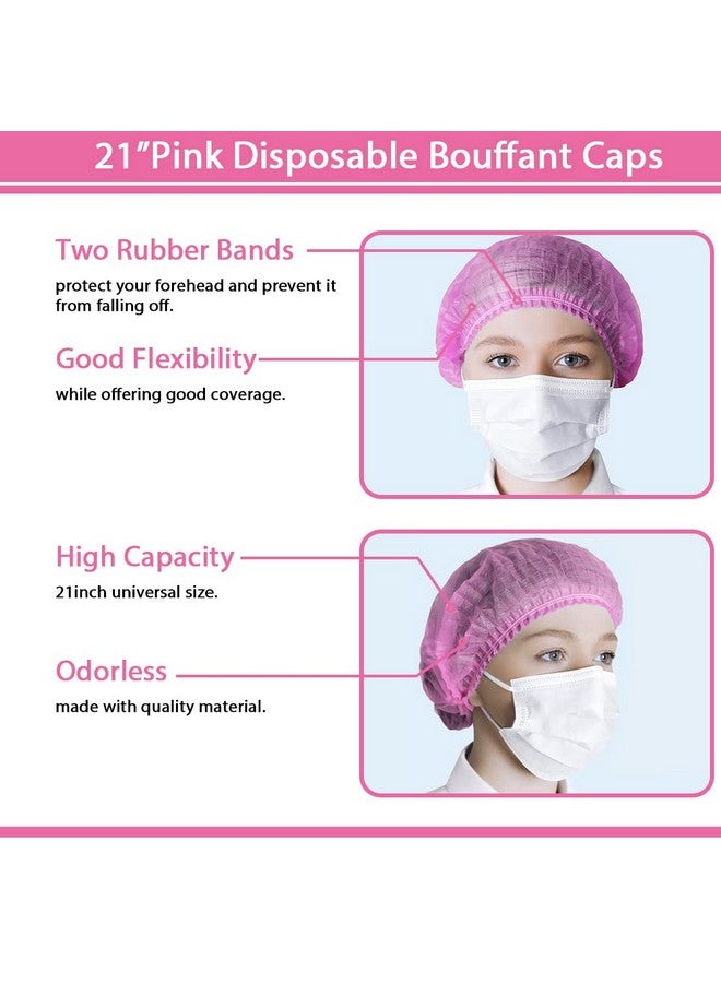 Abnaok Non Woven Disposable Dust Caps 100 Pcs Elastic Caps For Food Industries Medical Works Pleated Anti Dust Hat Set Universal Size(Pink) - Image 4