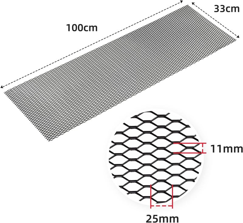 AggAuto Universal 40"x13" Car Grill Mesh - Aluminum Alloy Automotive Grille Insert Bumper 11x25mm Hexagon Hole, One of the Most Multifunctional Shape Grids 100x33cm Black - Image 4