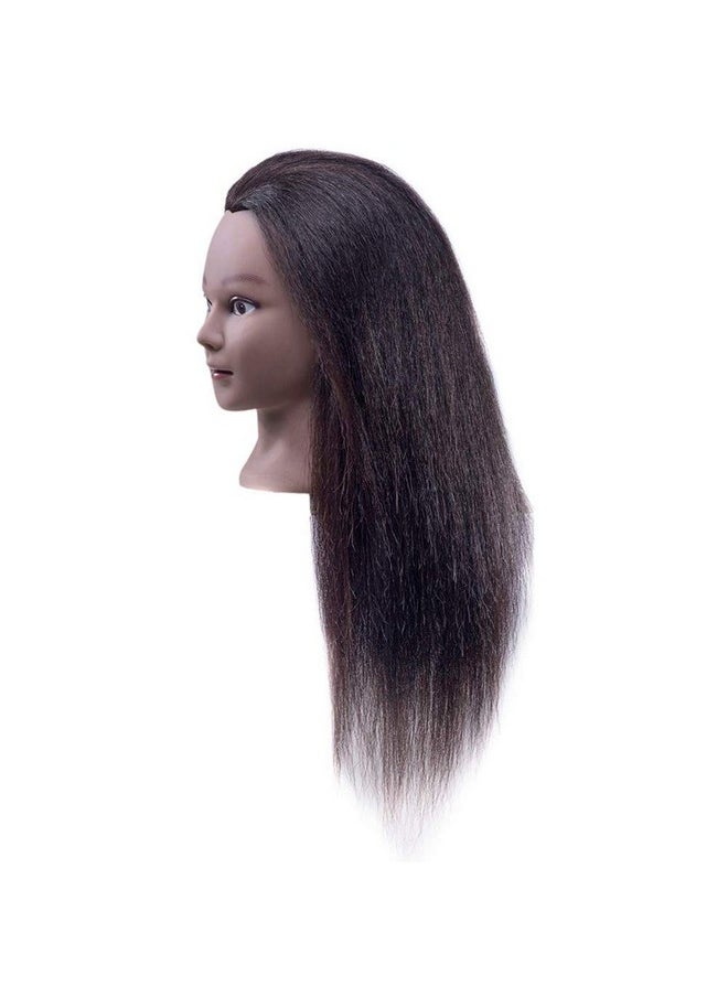 Hair By DK 100% Real Hair Mannequin 22"24" Afro Fluffy Light Yaki Kinky Straight Textured Cosmetology Beauty School Head Included Cclamp Free Of Purchase Black(22~24 Inch 2)2  - Image 3