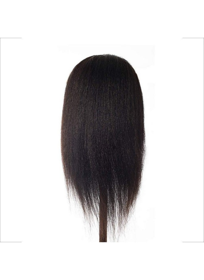 Hair By DK 100% Real Hair Mannequin 22"24" Afro Fluffy Light Yaki Kinky Straight Textured Cosmetology Beauty School Head Included Cclamp Free Of Purchase Black(22~24 Inch 2)2  - Image 5