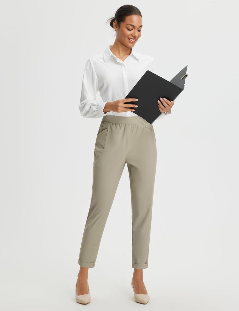 baleaf Womens Travel Pants Petite Stretchy Work Pants Business Casual Slacks Golf Pants Dressy with Pockets Twill M - Image 3