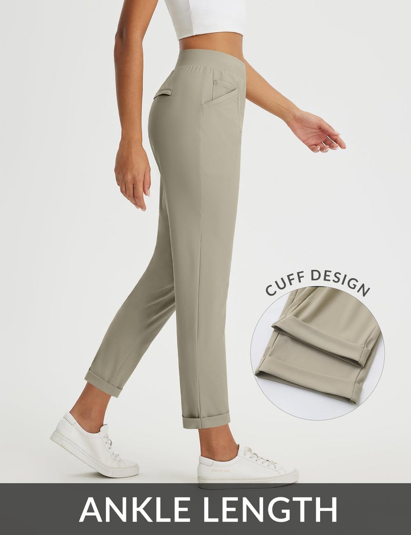 baleaf Womens Travel Pants Petite Stretchy Work Pants Business Casual Slacks Golf Pants Dressy with Pockets Twill M - Image 5
