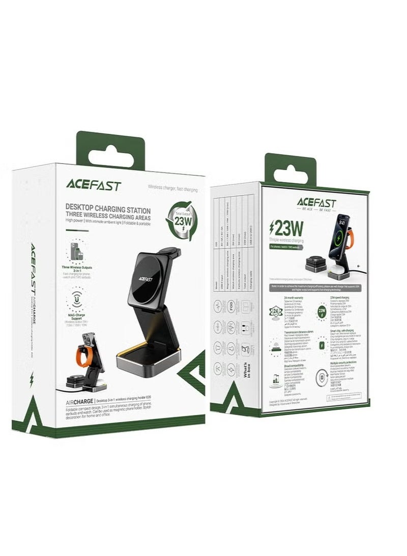 ACEFAST AirCharge E20 Desktop 3-in-1 Wireless Charging Holder – Fast Charging for Phone, Watch & Earbuds - Image 1