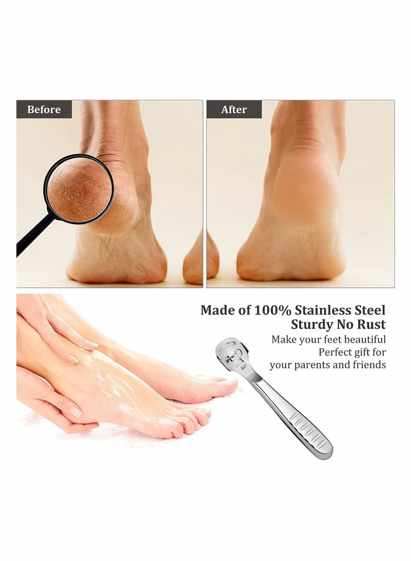 سيوسي ملفات القدم للبشرة الصلبة ، مكشطة القدم 2 في 1 ومزيل الجلد الصلب مع 10 استبدال ، مجموعة أدوات الحلاقة الاحترافية المصنوعة من الفولاذ المقاوم للصدأ للعناية بالقدم (قطعة من الجبن) - Image 2