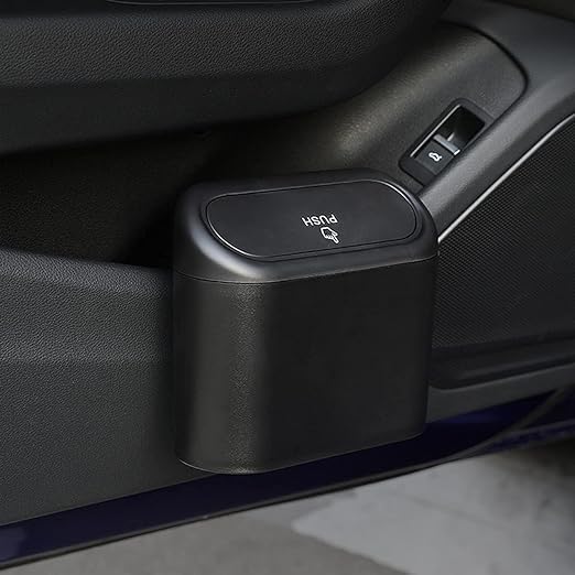 Bitrexup Car Trash Can with Lid Mini Auto Dustbin Garbage Organizer with One Roll Plastic Trash Bag Automotive Garbage Container Bin for Vehicle Home Office - Image 2