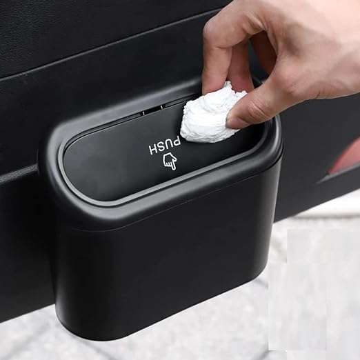 Bitrexup Car Trash Can with Lid Mini Auto Dustbin Garbage Organizer with One Roll Plastic Trash Bag Automotive Garbage Container Bin for Vehicle Home Office - Image 1
