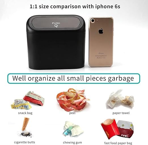 Bitrexup Car Trash Can with Lid Mini Auto Dustbin Garbage Organizer with One Roll Plastic Trash Bag Automotive Garbage Container Bin for Vehicle Home Office - Image 5