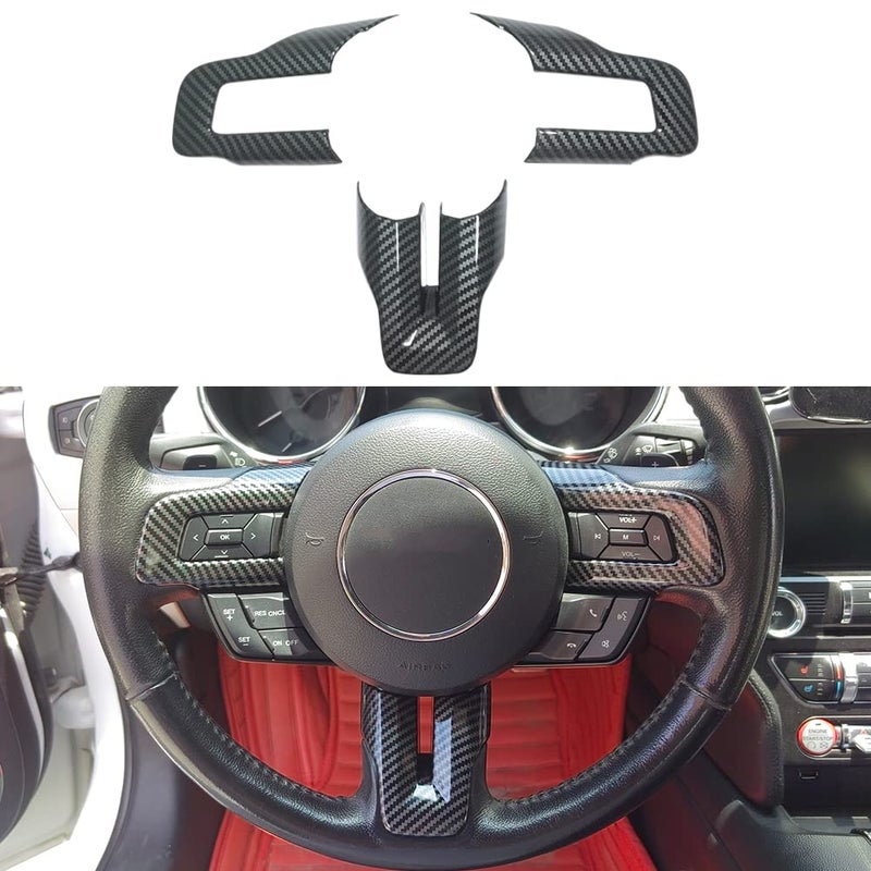 AOKIO Interior Door Handle Cover Trim Compatible with 2015 2016 2017 2018 2019 2020 2021 2022 2023 2024 Ford Mustang Accessories (Carbon Style) - Image 1
