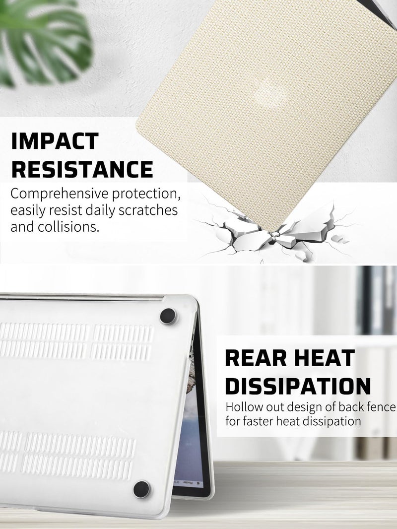 Seorsok Compatible with MacBook Pro16 inch Case 2024-2021 M4 M3 M2 M1 A3403 A3186 A2991 A2780 A2485 Touch ID,Elegant Woven Fabric Textured Leather Plastic Hard Case&Transparent Keyboard Cover,Beige - Image 5