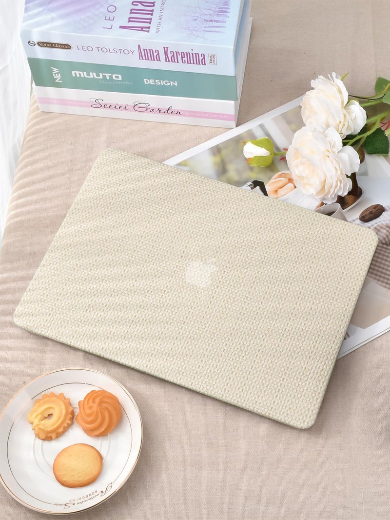 Seorsok Compatible with MacBook Pro16 inch Case 2024-2021 M4 M3 M2 M1 A3403 A3186 A2991 A2780 A2485 Touch ID,Elegant Woven Fabric Textured Leather Plastic Hard Case&Transparent Keyboard Cover,Beige - Image 4