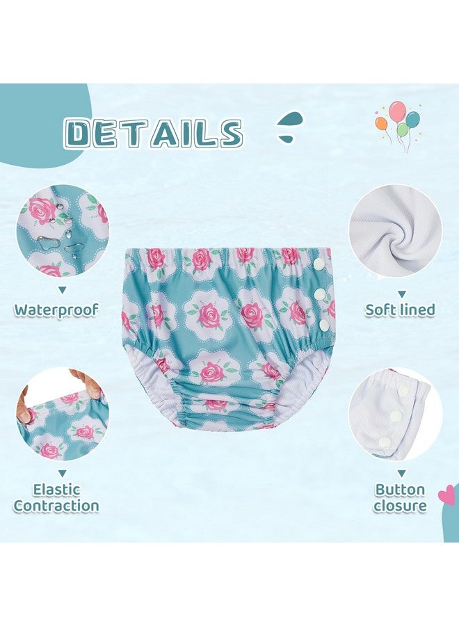Durio 2Pcs Reusable Swim Diapers for Baby Toddler Newborn - Washable Water Diapers Swimming 02 Flowers 2T-3T - Image 4