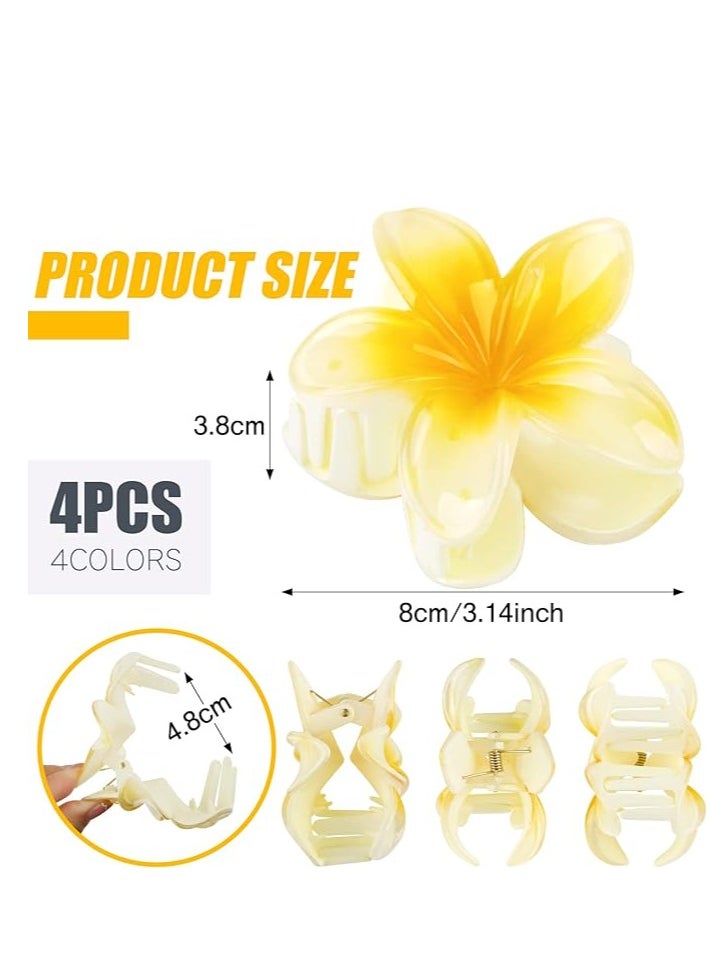 Generic 4Pcs Hawaiian Plumeria Flower Hair Clips, Summer Gradient Acrylic Hair Clips for Medium Thick Hair for Women Girls, Hawaiian Hair Accessories  - Image 2