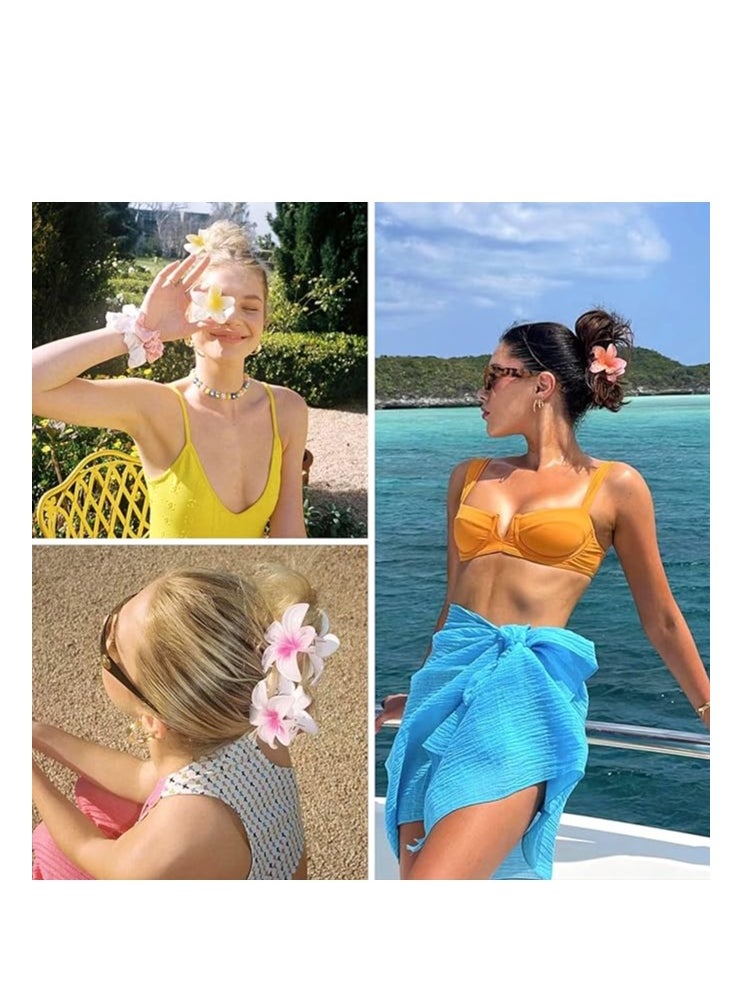 Generic 4Pcs Hawaiian Plumeria Flower Hair Clips, Summer Gradient Acrylic Hair Clips for Medium Thick Hair for Women Girls, Hawaiian Hair Accessories  - Image 5