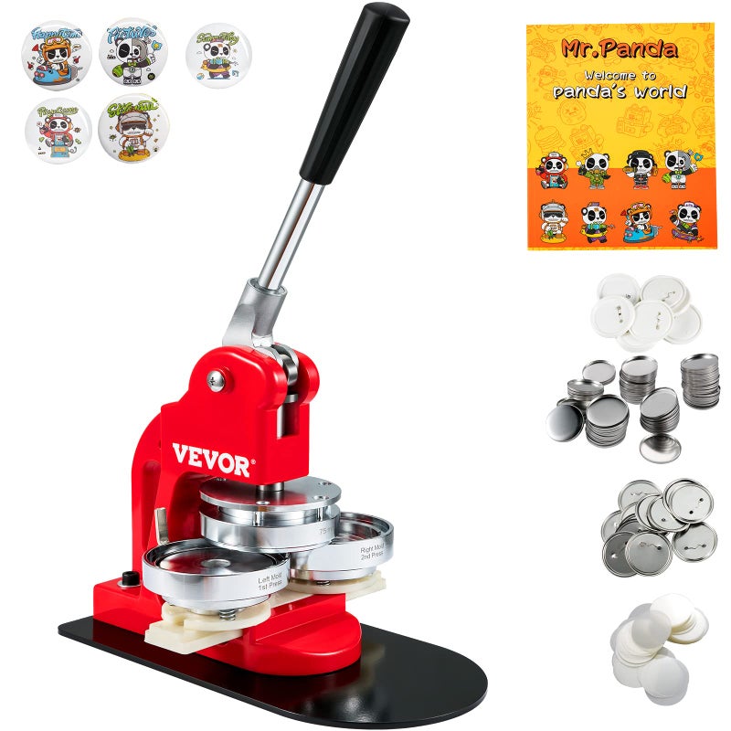 VEVOR VEVOR Button Maker Machine 75 mm 3 inch Badge Punch Press Kit Children DIY Gifts Pin Maker Button Making Supplies with 500pcs Button Parts  Circle Cutter  Magic Book 