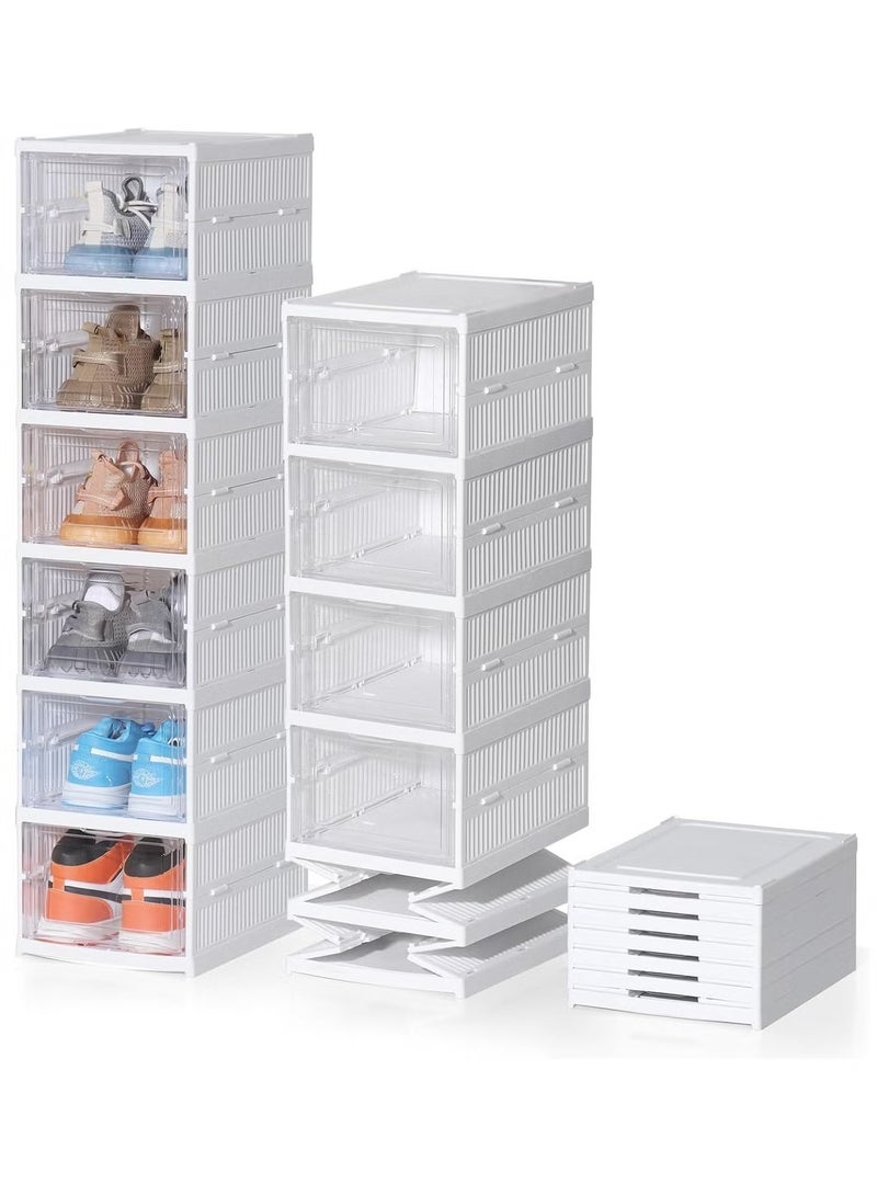 Generic 6-Layer Installation-Free Shoe Storage Box, Transparent Stackable Dustproof Foldable Shoe Organizer, Stylish Collapsible Storage Bins for Home Organization  - Image 1