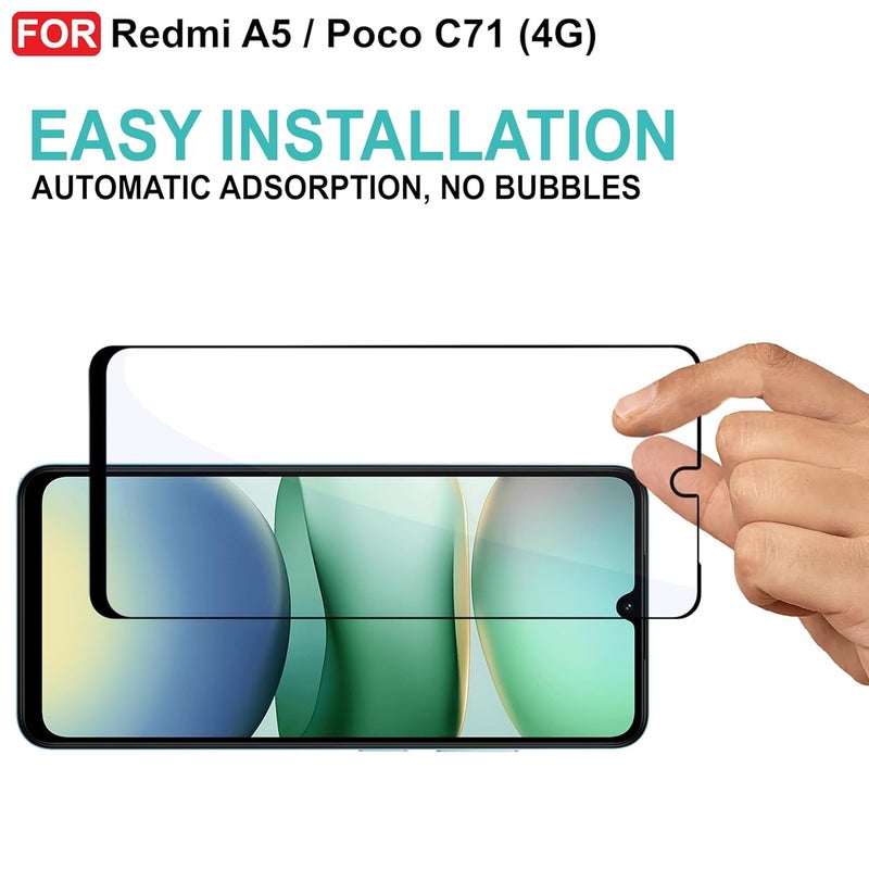 DD SON Tempered Glass Screen Protector Compatible for Redmi A5 / Poco C71 (4G) with Edge to Edge Coverage and Easy Installation kit,Black - Image 5