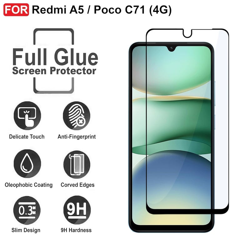 DD SON Tempered Glass Screen Protector Compatible for Redmi A5 / Poco C71 (4G) with Edge to Edge Coverage and Easy Installation kit,Black - Image 2