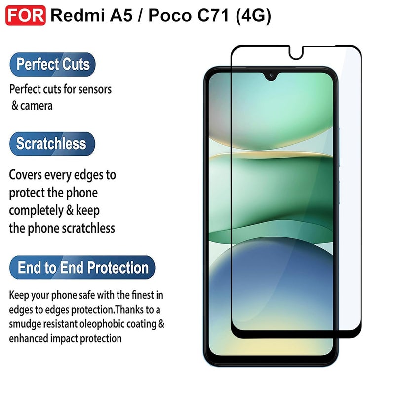 DD SON Tempered Glass Screen Protector Compatible for Redmi A5 / Poco C71 (4G) with Edge to Edge Coverage and Easy Installation kit,Black - Image 4