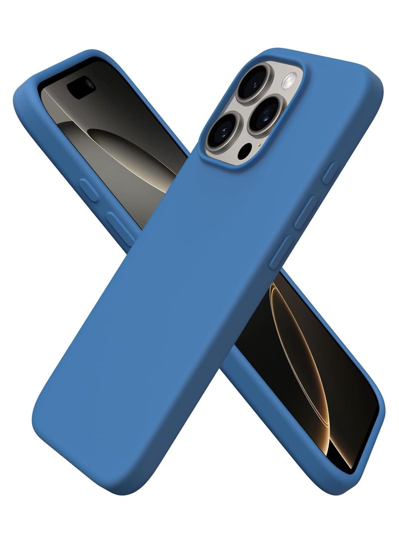 Delivus Iphone 16 Pro, Blue Silicone Case - Silky Soft Touch with Grade Drop Protection - Anti-Scratch Microfiber Lining - Shockproof Protective Phone Case Slim Thin Cover - Image 1