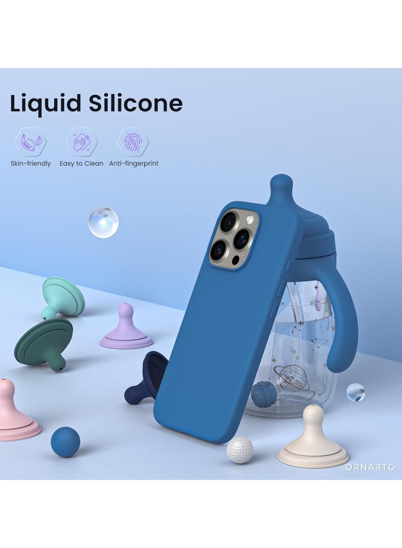 Delivus Iphone 16 Pro, Blue Silicone Case - Silky Soft Touch with Grade Drop Protection - Anti-Scratch Microfiber Lining - Shockproof Protective Phone Case Slim Thin Cover - Image 2