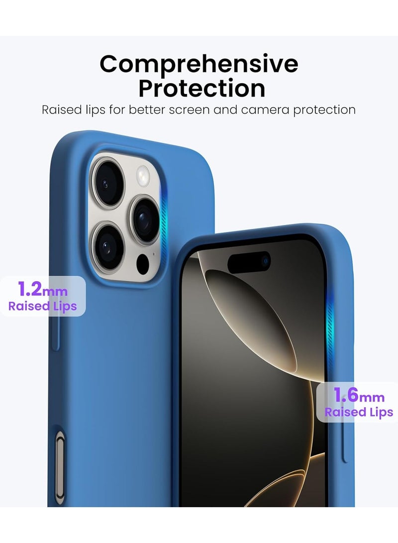 Delivus Iphone 16 Pro, Blue Silicone Case - Silky Soft Touch with Grade Drop Protection - Anti-Scratch Microfiber Lining - Shockproof Protective Phone Case Slim Thin Cover - Image 3