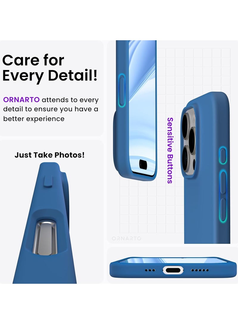Delivus Iphone 16 Pro, Blue Silicone Case - Silky Soft Touch with Grade Drop Protection - Anti-Scratch Microfiber Lining - Shockproof Protective Phone Case Slim Thin Cover - Image 4