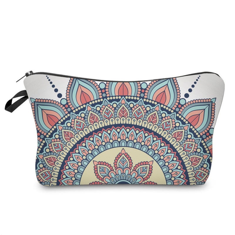 Deanfun Cosmetic Bag for Women Mandala Flowers Waterproof Makeup Bags Roomy Toiletry Pouch Travel Accessories Gifts 50965