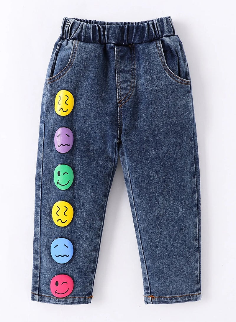 SAPS Smiley Graphic Jeans - Blue  - Image 1