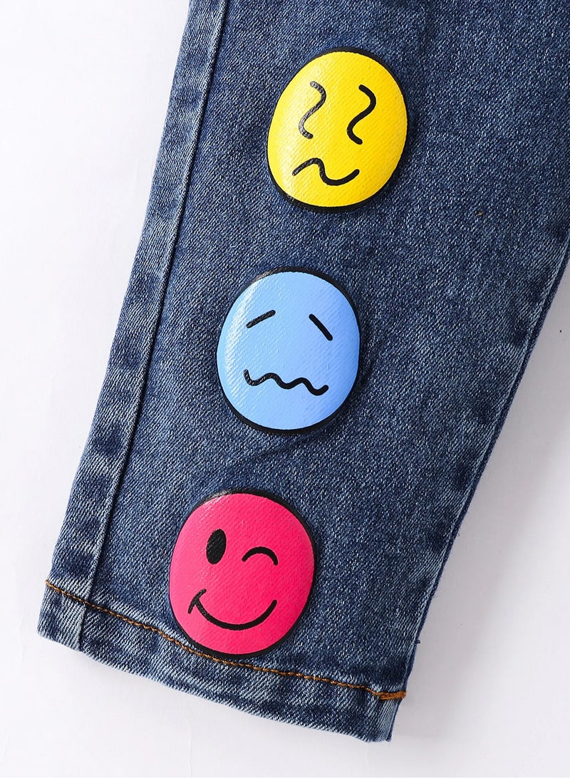 SAPS Smiley Graphic Jeans - Blue  - Image 5