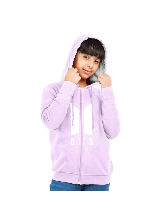 Ariel ARIEL Girls Cotton Hooded Regular Sweatshirt(Ar-Ghood-P1-1314-Purplebtshoodie_Multicolor_13-14 Years) Purple  - Image 1