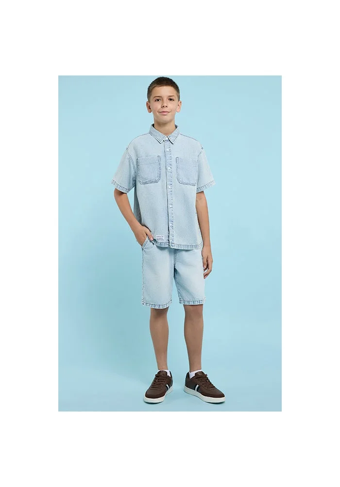 أر أند بي Faded Denim Shorts with Drawstring Waist