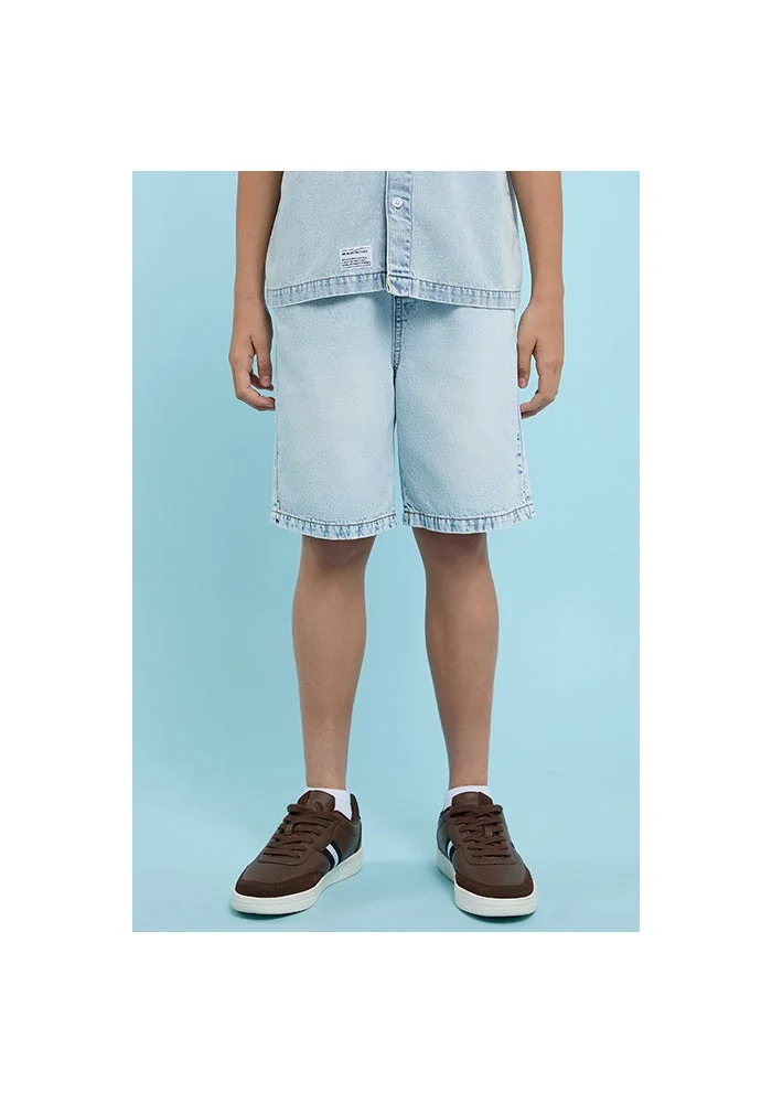 أر أند بي Faded Denim Shorts with Drawstring Waist