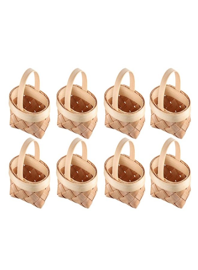 TOYANDONA Bulk Candy Bulk Candy 8pcs Mini Woven Baskets with Handles, Small Doll Picnic Basket Mini Wooden Basket for Party Favors Crafts Decor - Image 1