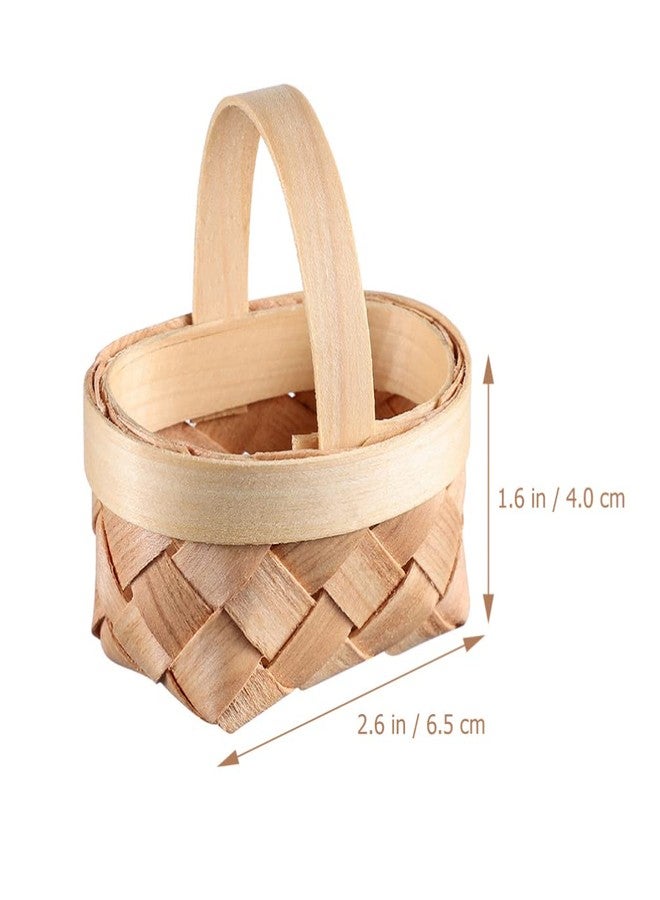 TOYANDONA Bulk Candy Bulk Candy 8pcs Mini Woven Baskets with Handles, Small Doll Picnic Basket Mini Wooden Basket for Party Favors Crafts Decor - Image 2