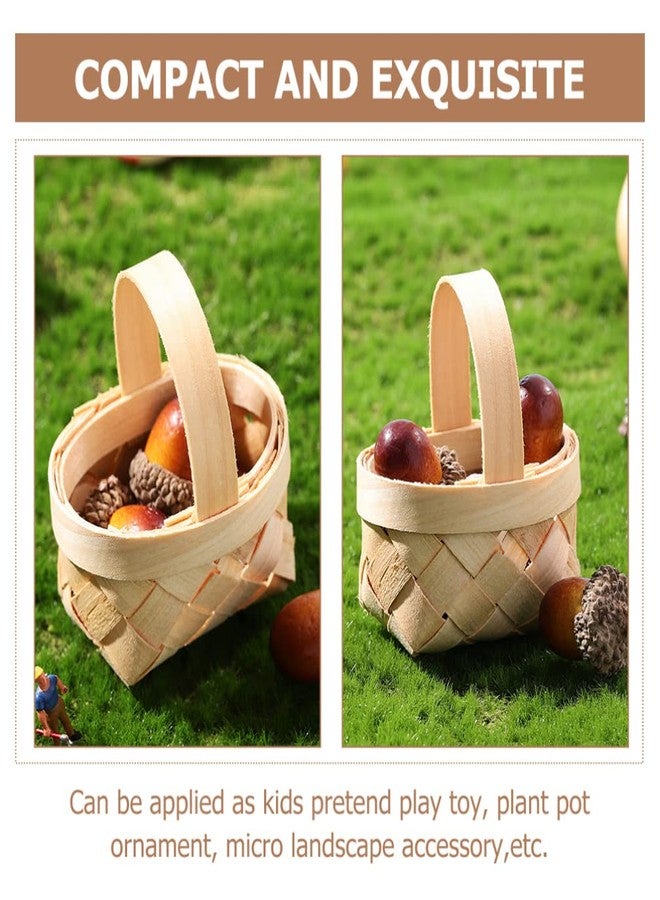 TOYANDONA Bulk Candy Bulk Candy 8pcs Mini Woven Baskets with Handles, Small Doll Picnic Basket Mini Wooden Basket for Party Favors Crafts Decor - Image 4