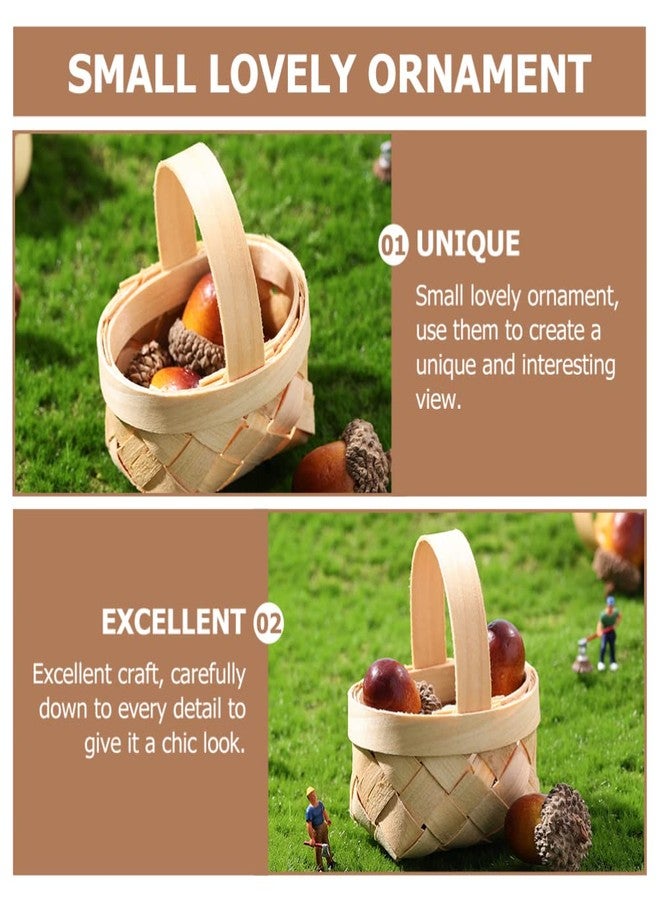 TOYANDONA Bulk Candy Bulk Candy 8pcs Mini Woven Baskets with Handles, Small Doll Picnic Basket Mini Wooden Basket for Party Favors Crafts Decor - Image 5